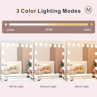 LEDライト付きの大型ホワイト照明のハリウッド化粧台